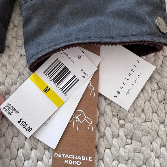 NWT Sanctuary Dark Gray/Faded Black Corduroy Trimmed Jacket Medium - Picture 7 of 11